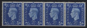 GB 1937 Dark colours 2½d wmk sideways unmounted mint coil strip of 4 good perf