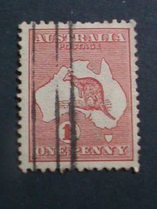 ​AUSTRALIA-1913 SC#2 OVER 100 YEARS-KANGAROO & MAP 1 P USED-VERY FINE