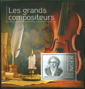 NIGER 2013 GREAT COMPOSERS SOUVENIR SHEET BEETHOVEN