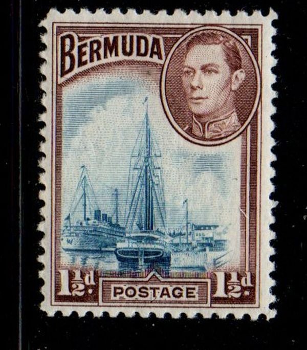 Bermuda Sc 119 1938 1 1/2d G VI & Hamilton Harbour stamp mint