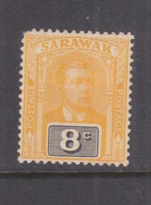 SARAWAK, 1918 no watermark, 8c. Yellow & Black, lhm., corner perf. short.