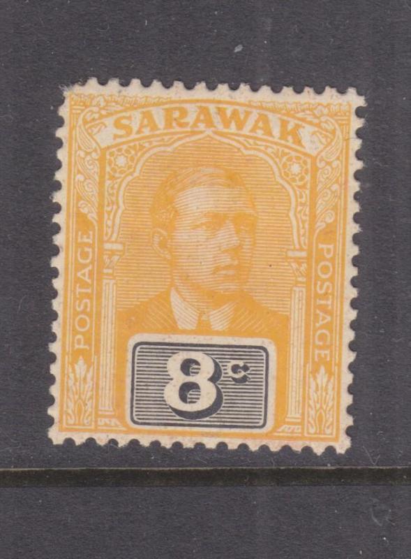 SARAWAK, 1918 no watermark, 8c. Yellow & Black, lhm., corner perf. short.