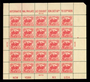 US 1926 Int. Philatelic Exhibition 2c carmine BLOCK S/S  Scott# 630 mint  MNH VF