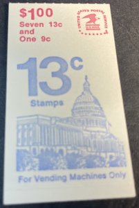 U.S.#  BK131-MINT/NEVER HINGED--COMPLETE BOOKLET/UNEXPLODED--1977