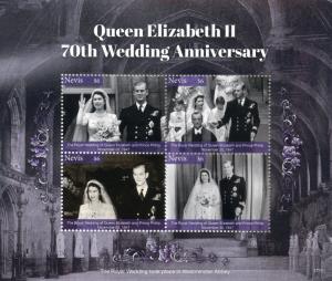 Nevis 2017 MNH Queen Elizabeth II 70th Platinum Wedding 4v M/S Royalty Stamps