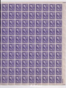 BOBPLATES #807 Thomas Jefferson Sheet of 100 #24569 F-VF NH