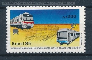 [123569] Brazil 1985 Railway train metro transport  MNH