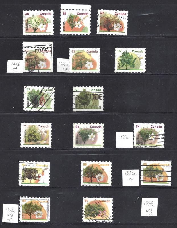 Canada 1991-96 FRUIT TREE SELECTION SCOTT 1363/1374 USED (BS8905)