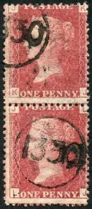 SG43 Penny Plate 140 Pair with Telegraph Cancel 1330 In Circle