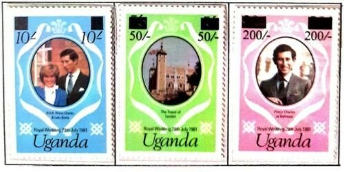 A) 1981, UGANDA, ROYAL WEDDING – PREVIOUSLY UNISSUED STAMP SURCHARGED PRINCE CHA 