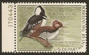 US RW35 Duck MNH F/VF Plate Single 1968 SCV $70.00