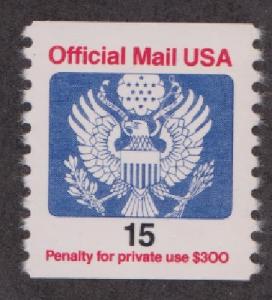 O138A 15c Official Mail MNH coil Single