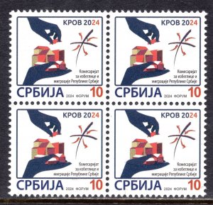 2176 - SERBIA 2024 - Surcharge Stamp - The Roof - MNH Block of 4