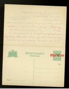 Netherlands postal stationery reply card Overprint