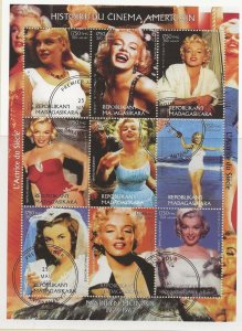 Thematic stamps Madagascar 1999  Marilyn Monroe  9v sheet used 