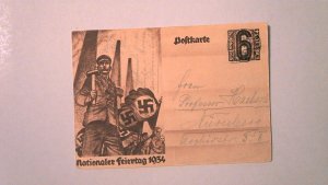 GERMANY WWII ERA PROPAGANDA POSTAL CARD: 1934 NATIONALER FEIERTAG