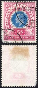 Natal SG140 5/- Postage Revenue Cat 15 pounds 31 Oct 1911 Deming  Pmk