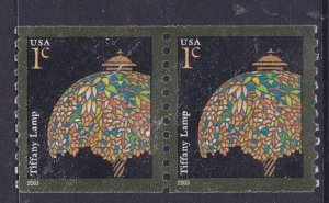 USA -2003 - American Design - Tiffany Lamp - Coil Stamp - Joined Pair- 1c - used