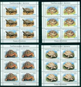 Turtles Schildkröten Reptiles Animals Fauna Kyrgyzstan MNH stamp set 4 sheets