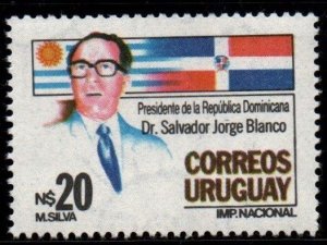 1986 Uruguay president Blanco national and Dominican flags #1225 ** MNH