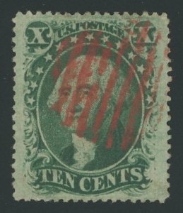 USA 35 - 10 cent Washington Type V - VF Used with red circle of bars grid cancel