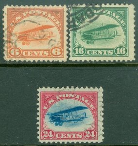 EDW1949SELL : USA 1918 Scott #C1-C3 Fine- Very Fine, Used. Catalog $100.00.