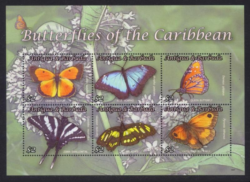 Antigua Sc# 3089 MNH Butterflies of the Caribbean (M/S)