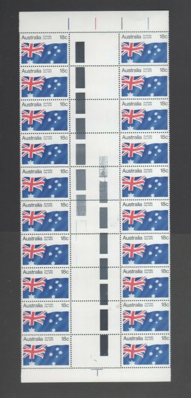 Australian Stamps 1978 18c Australia Day part Sheet MUH X20 Numbered block Mint  