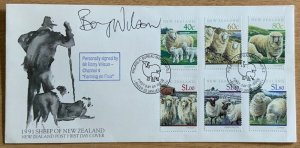 NEW ZEALAND FDC 1991 SHEEP SIGNED BY BARRY WILSON ..SEE SCANS NO 14 of 15