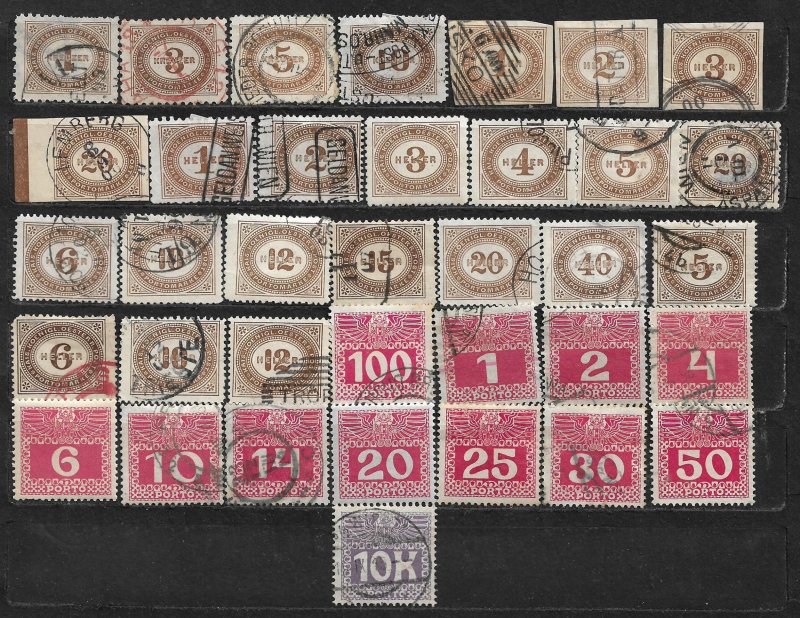 COLLECTION LOT OF 36 AUSTRIA POSTAGE DUE 1894+ STAMPS CLEARANCE CV + $40