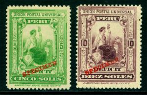 PERU 1899 POSTAGE DUE - LIBERTY set w/ABNC SPECIMEN Sc# J34-35 mint MNH - RARE