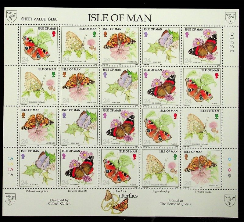 GB - ISLE OF MAN Sc 566a NH MINISHEET OF 1993 - BUTTERFLIES - (DL24)