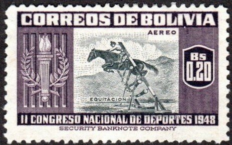 Bolivia C150 - Unused-NG - 20c Equestrian Sports (1951) (cv $0.60)