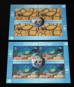 U.N. NEW YORK #968-969, 2008, CLIMATE CHANGE, MNH, SHEETS OF 4  NICE!! LQQK!