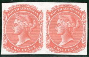 SOUTH AUSTRALIA QV Stamp 2d Orange-Red (1868) PLATE PROOF Mint PAIR LBLUE37