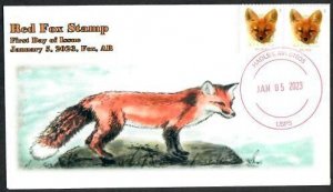 5742 - 2023 - Red Fox Stamp - FDC - Wally Cachet - Hadley , Ma Postmark