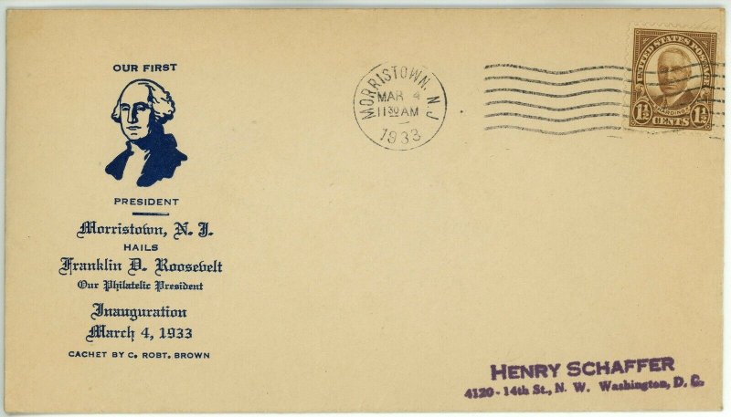 1933 President FRANKLIN ROOSEVELT 1st Inauguration Day Cover Cachet Postage USA