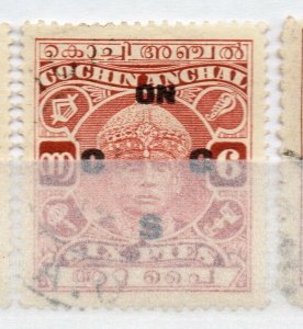 India Cochin 1929-31 Early Issue used Shade of 6p. Optd NW-16105