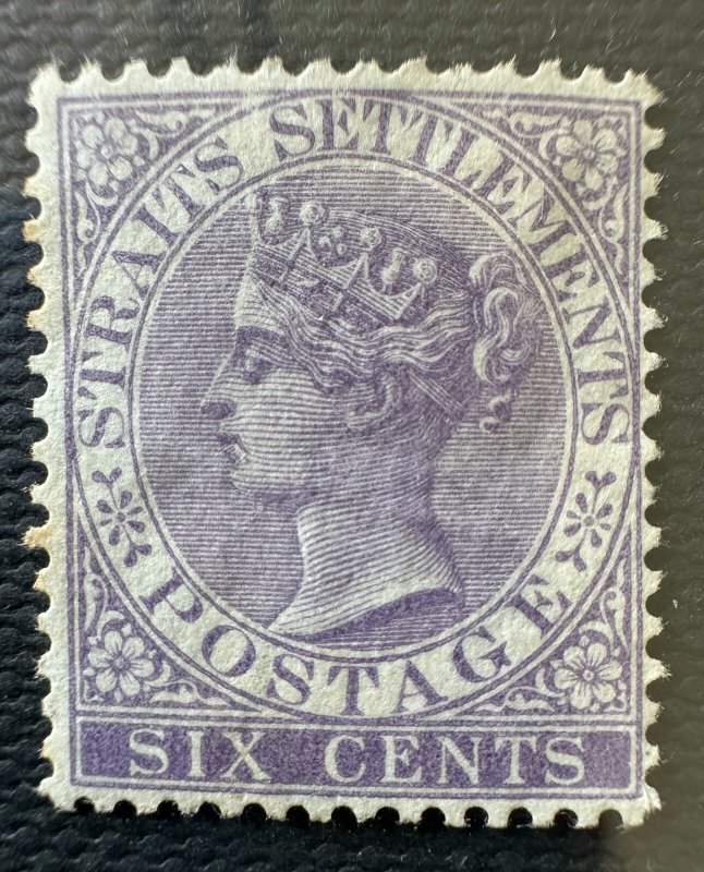 Malaya Straits Settlements 1867-72 QV 6c CC MNG SG#13a M6430