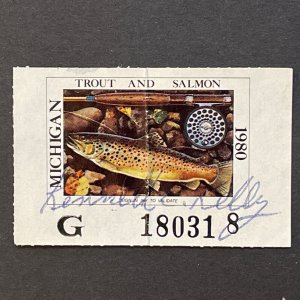 1980 Michigan $5.25 Trout & Salmon Fishing Stamp Used