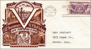 17 May 1942 150th Anniversary NY Stock Exchange Staehle Cachet Typed Address