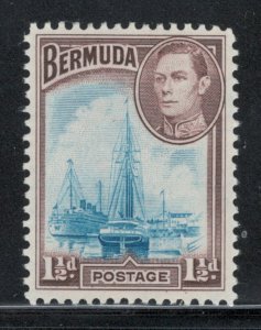 Bermuda 1938 King George VI & Hamilton Bay 1 1/2p Scott # 119 MH