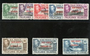 Falkland Is Dependencies 1944 KGVI set complete VFU. SG C1-C8. Sc 4L1-8.