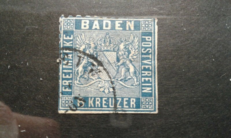 Germany-Baden #16 used trimmed e202 6745