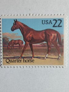 SCOTT #2155 SINGLE TWENTY TWO CENT QUARTER HORSE MINT NEVER HINGED BEAUTY