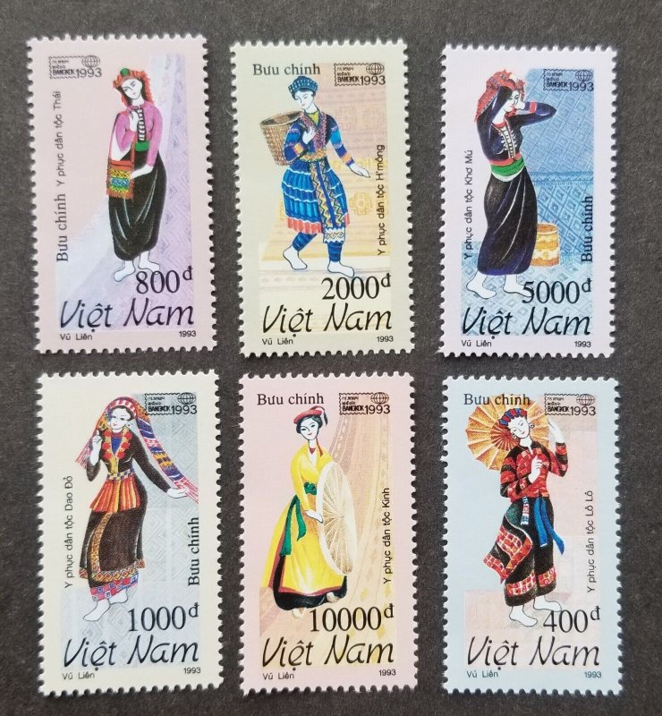 *FREE SHIP Vietnam Traditional Ethnic Costumes 1993 Cloth (stamp MNH *Bangkok'93