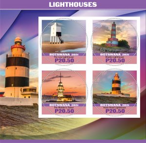 Stamps. Lighthouses 2021 year 1+1 sheets perf Botswana