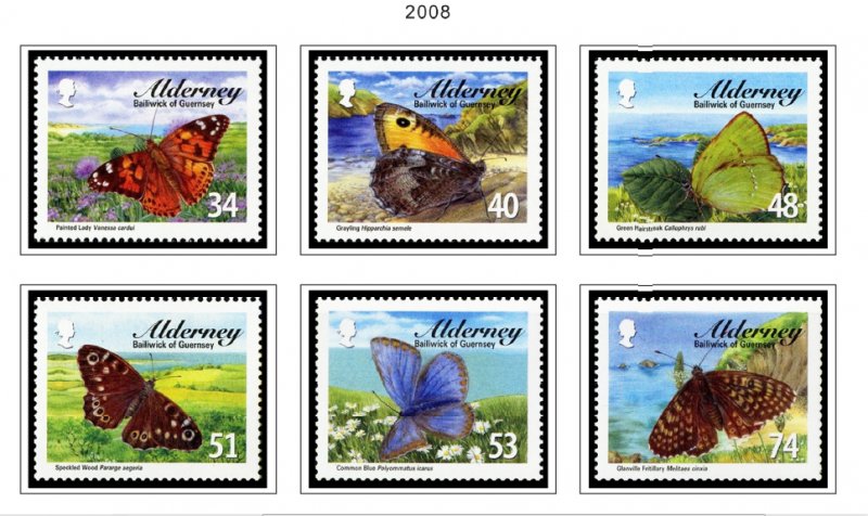 COLOR PRINTED ALDERNEY 1983-2018 STAMP ALBUM PAGES (80 illustrated pages)