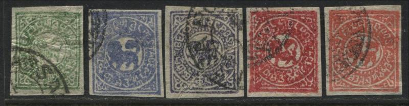 Tibet 1912 1/6 t blue to 1 t vermilion used (JD)