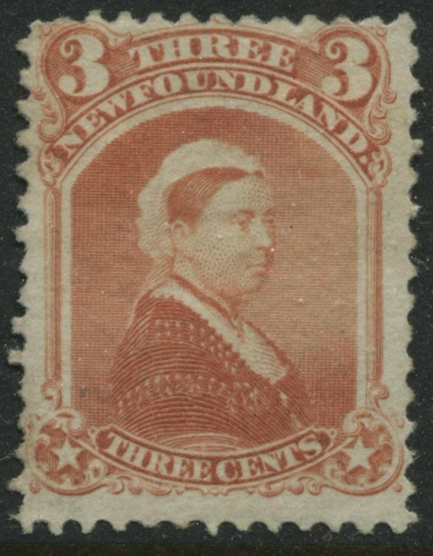 Newfoundland QV 1870 3 cents vermilion unused very little gum